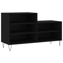 Berkfield Home Shoe Cabinet Black 102x36x60 cm Engineered Wood - Size: 102 x 36 x 60 cm - thumbnail 2