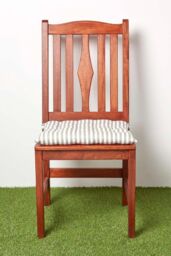 Homescapes Set of 4 Grey Stripe Seat Pad with Button Straps 100% Cotton 40 x 40 cm - Size: 40 cm x 40 cm - thumbnail 8
