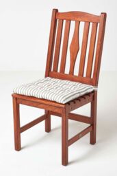 Homescapes Set of 4 Grey Stripe Seat Pad with Button Straps 100% Cotton 40 x 40 cm - Size: 40 cm x 40 cm - thumbnail 7