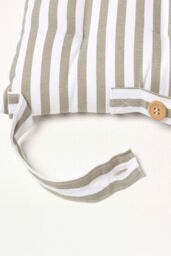 Homescapes Set of 4 Grey Stripe Seat Pad with Button Straps 100% Cotton 40 x 40 cm - Size: 40 cm x 40 cm - thumbnail 5