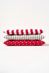 Homescapes Set of 4 Grey Stripe Seat Pad with Button Straps 100% Cotton 40 x 40 cm - Size: 40 cm x 40 cm - thumbnail 9