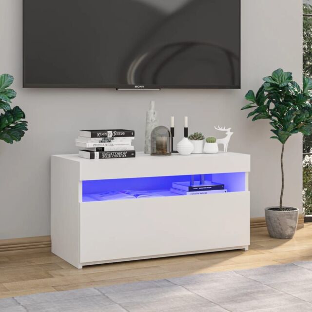 Berkfield Home TV Cabinet with LED Lights White 75x35x40 cm - Size: 75 x 35 x 40 cm - image 1