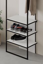 FWStyle Hallway Furniture Shoe Storage Unit Coat Rack White Tall Slim - thumbnail 2