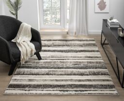 Desire Rugs Eleanor Modern Embossed Living Room Area Rug - Striped Design in Taupe - Size: 200 cm x 290 cm - thumbnail 5