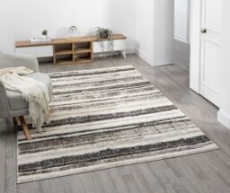 Desire Rugs Eleanor Modern Embossed Living Room Area Rug - Striped Design in Taupe - Size: 200 cm x 290 cm - thumbnail 1