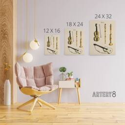 "Artery8 Violin Guitar & Flutes Musical Vintage Canvas Wall Art in Beige - Size: W18"" x H24""" - thumbnail 4