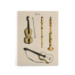 "Artery8 Violin Guitar & Flutes Musical Vintage Canvas Wall Art in Beige - Size: W18"" x H24""" - thumbnail 1