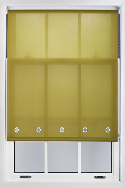Furnished Green Daylight Roller Blind with Chrome Round Eyelets - Trimmable Window Shade - Size: 190 cm width x 210 cm drop - image 1
