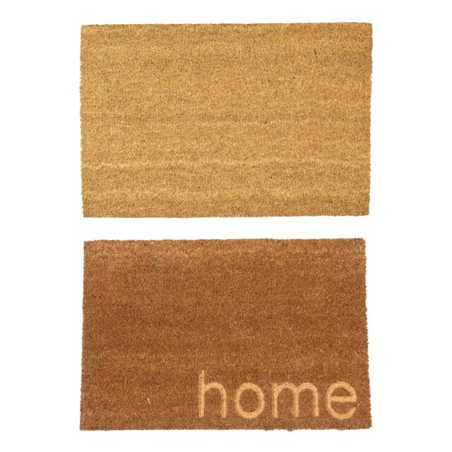 Nicola Spring Coir Door Mat Set - 60 x 40cm - Embossed Home in Brown - Size: 40 cm x 60 cm - image 1