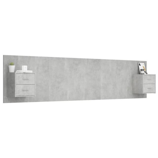Berkfield Home Classic Bed Headboard with Cabinets Concrete Grey Engineered Wood - image 1
