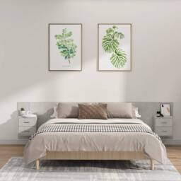 Berkfield Home Classic Bed Headboard with Cabinets Concrete Grey Engineered Wood - thumbnail 2