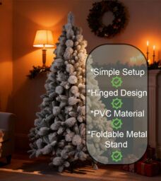Shatchi 6FT Frosted Snowy Boulder Pine Helsinki Fir Green Tips Bushy Artificial Plain Christmas Tree in White - thumbnail 6