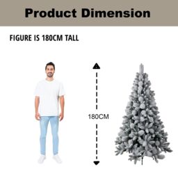 Shatchi 6FT Frosted Snowy Boulder Pine Helsinki Fir Green Tips Bushy Artificial Plain Christmas Tree in White - thumbnail 5
