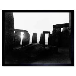 "Artery8 Vintage Photography Landmark Monument Stonehenge Framed Wall Art Print in Black - Size: W12"" x H16""" - thumbnail 1