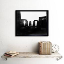 "Artery8 Vintage Photography Landmark Monument Stonehenge Framed Wall Art Print in Black - Size: W12"" x H16""" - thumbnail 2
