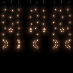 Berkfield Home Star & Moon Fairy Lights Remote Control 138 LED Warm White - thumbnail 3