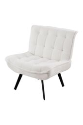 H&O Direct White Accent Chair Footstool Set Single Sofa Home Decor - thumbnail 6