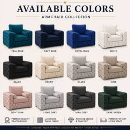 Stratus Interiors Ashley Full Back Chesterfield Plush Velvet Living Room Sofa - Armchair in Teal - thumbnail 4