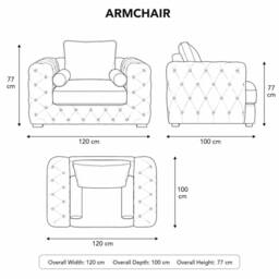 Stratus Interiors Ashley Full Back Chesterfield Plush Velvet Living Room Sofa - Armchair in Teal - thumbnail 3
