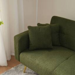 BTM Sofa bed with adjustable backrest cushions & side storage pockets in Green - thumbnail 9