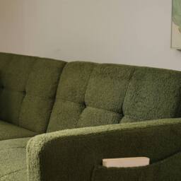 BTM Sofa bed with adjustable backrest cushions & side storage pockets in Green - thumbnail 8