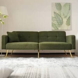 BTM Sofa bed with adjustable backrest cushions & side storage pockets in Green - thumbnail 2