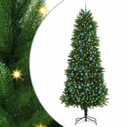 Berkfield Home Realistic Christmas Tree with 300 LEDs with Stand Green 240 cm PE - thumbnail 3
