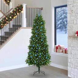 Berkfield Home Realistic Christmas Tree with 300 LEDs with Stand Green 240 cm PE - thumbnail 2