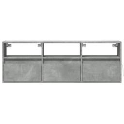 Berkfield Home TV Wall Cabinet with LED Lights Concrete Grey 130x31x45 cm - Size: 130 x 31 x 45 cm - thumbnail 6