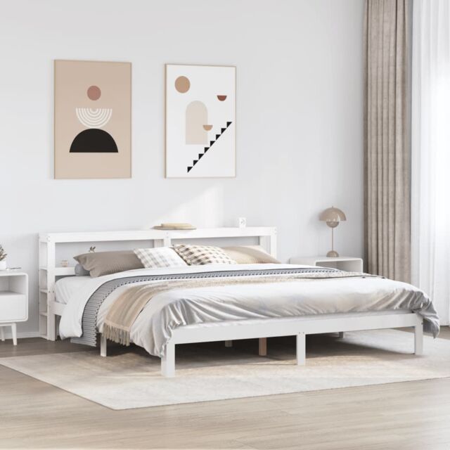 Berkfield Home Bed Frame with Headboard without Mattress White 200x200 cm - image 1