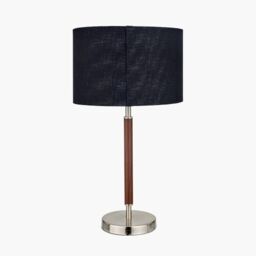 Ruma Silver & Wood Effect Table Lamp with Black Shade - thumbnail 3