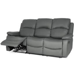 Bravich LTD Bonded Leather Recliner Sofa - 3 Seater in Grey - thumbnail 8
