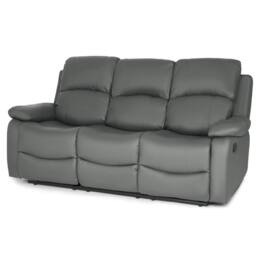 Bravich LTD Bonded Leather Recliner Sofa - 3 Seater in Grey - thumbnail 1