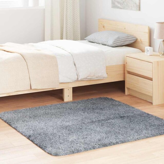 Berkfield Home Shaggy Rug High Pile NAVARRA Silver Grey 120x120 cm Polyester - Size: Medium - image 1