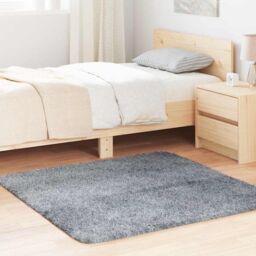 Berkfield Home Shaggy Rug High Pile NAVARRA Silver Grey 120x120 cm Polyester - Size: Medium - thumbnail 1