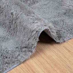 Berkfield Home Shaggy Rug High Pile NAVARRA Silver Grey 120x120 cm Polyester - Size: Medium - thumbnail 5
