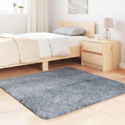 Berkfield Home Shaggy Rug High Pile NAVARRA Silver Grey 120x120 cm Polyester - Size: Medium - thumbnail 3