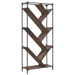Berkfield Home Durable Bookcase Brown Oak 79x30x180 cm Engineered Wood & Metal - Size: 79 x 30 x 180 cm - thumbnail 3