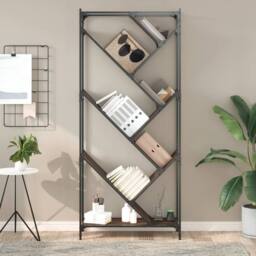 Berkfield Home Durable Bookcase Brown Oak 79x30x180 cm Engineered Wood & Metal - Size: 79 x 30 x 180 cm - thumbnail 1