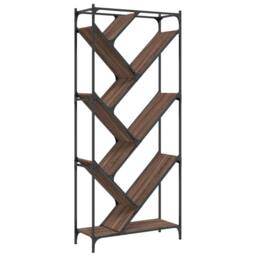 Berkfield Home Durable Bookcase Brown Oak 79x30x180 cm Engineered Wood & Metal - Size: 79 x 30 x 180 cm - thumbnail 7