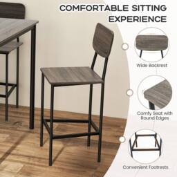 Gymax 5 PCS Industrial Dining Table Set Counter Height Table 4 Bar Stools in Grey - thumbnail 6