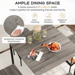Gymax 5 PCS Industrial Dining Table Set Counter Height Table 4 Bar Stools in Grey - thumbnail 8