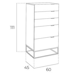Angel Cerda Chiffonier Grey MDF with Black Steel Legs 5 Drawers - thumbnail 8