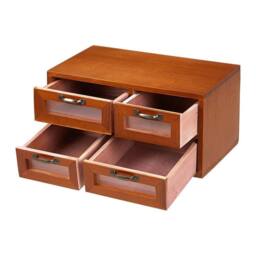 Kelvenix Vintage Wooden Desk Organizer 4 Drawer Storage Box in Brown - thumbnail 3