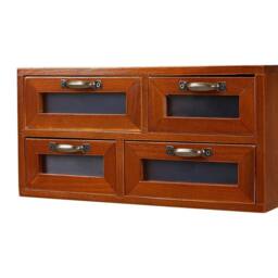 Kelvenix Vintage Wooden Desk Organizer 4 Drawer Storage Box in Brown