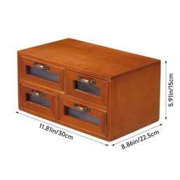 Kelvenix Vintage Wooden Desk Organizer 4 Drawer Storage Box in Brown - thumbnail 2