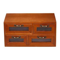 Kelvenix Vintage Wooden Desk Organizer 4 Drawer Storage Box in Brown - thumbnail 5