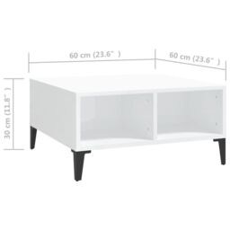 Berkfield Home Coffee Table High Gloss White 60x60x30 cm Engineered Wood - Size: 60 x 60 x 30 cm - thumbnail 6