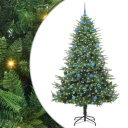 Berkfield Home Artificial Pre-lit Christmas Tree with Ball Set Green 210 cm - thumbnail 2