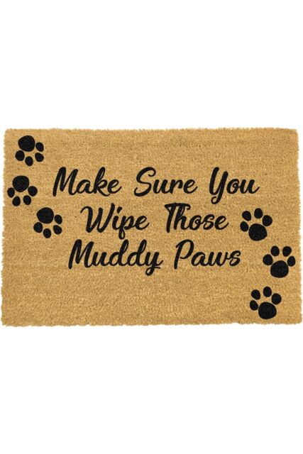 Artsy Mats Make Sure You Wipe Those Muddy Paws Doormat in Black - Size: 40 cm x 60 cm - image 1